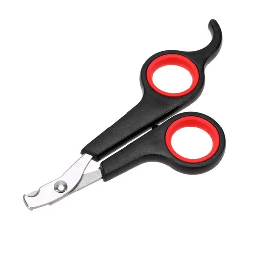Small Animal Nail Clippers Ergonomic Stainless Steel Blades Black and Red Handle