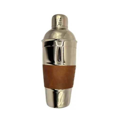 Verona Cocktail Shaker - 700ml Nickel-Plated Bar Shaker with Leather Grip | Silver