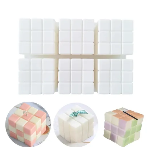 Easy Demoulding 6 Cavity Silicone Resin Cube Candles Molds 3D Wax Soap Mould Cake Dessert Chocolate Baking Pastry Tools