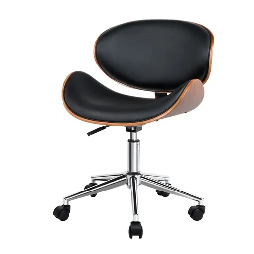Artiss Wooden Office Chair Leather Seat Black