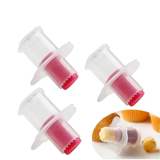 3 Pack Plastic Cupcake Corer Plunger Cutter Pastry Corer Digging Holes Tools for Muffin Cake Filling, random color