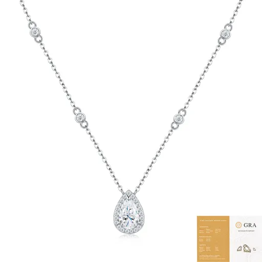 Elevate your everyday elegance with this exquisite 925 Sterling Silver Moissanite Pendant Necklace, featuring a brilliant marquise or teardrop center stone. Designed for effortless sophistication, it transitions seamlessly from casual chic to formal