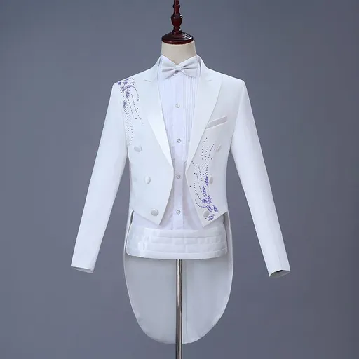 Men Slim Tuxedo Suit Stage Performance Formal Wear Purple Drill L
