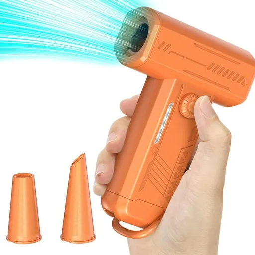 2-in-1 Electric Air Duster 130000 RPM Mini Blower with LED Light for Camping Home Car Orange