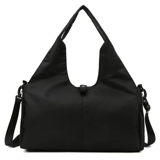 Black Women's Travel Bag - Large Capacity Gym Yoga Bag with Separate Shoe Compartment