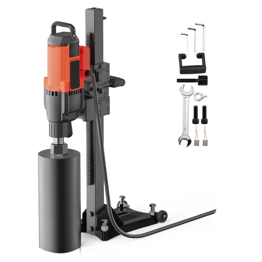 Diamond Core Drilling Machine, 10in Wet Concrete Core Drill Rig with Stand Wheels, 750RPM Speed & 1-1/4" Thread & Lifting Handle, 10in Drilling Diameter for Concrete Brick Block Stone, 2500W