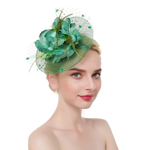 Fascinators Hat for Women Flower Hat with Veil Cocktail Wedding Tea Party Hat, Flower Cocktail Wedding Tea Party