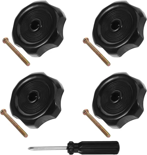 4 Pack RV Window Crank Replacement & Vent Knob, Camper Trailer Window Hardware Accessories (1" Shaft, 2-1/4" Diameter) with Screws & Screwdriver, Interior RV Parts. (4)