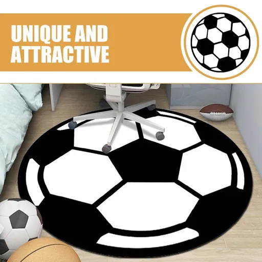 Round Football Rug, Polyester Sports Mat, Game Day Decor for Enthusiasts, 1 Piece