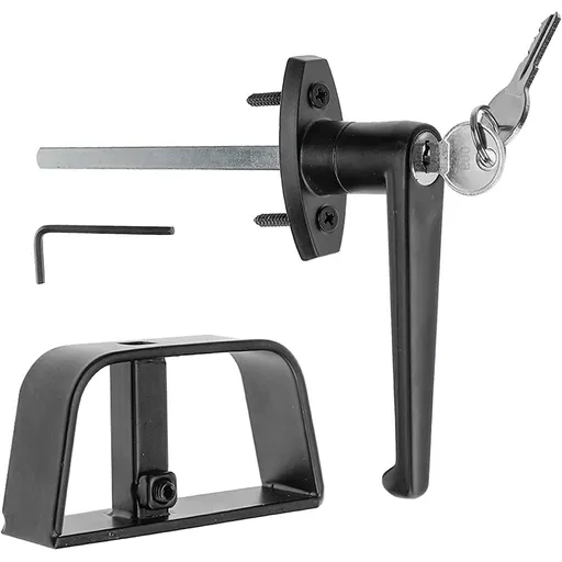 Shed Door Latch L-Handle Lock Kit with 2 Keys and 2 Screws, 5-1/2" Stem Shed Lock Barn Door Lock Playhouse Lock & Chicken Coop Lock