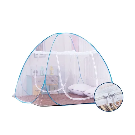 Pop-Up Mosquito Net Tent for Beds Portable Folding Design with Net Bottom for Baby Adults Trip Light Blue