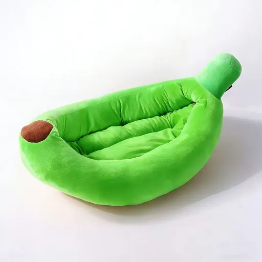 Banana-Shaped Pet Bed Removable Washable Pet Bed Small Medium Dog Bed Cat Bed - Green - Size 58-35CM