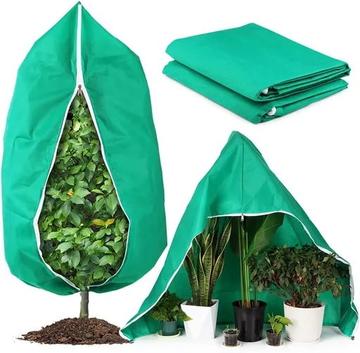 Winter Plant Cold Protection Covers with Zipper & Drawstring（2PCS 80x120 CM + 2PCS 120x180 CM） - Thickened Frost Thermal Blankets and UV Resistant Shrub Jackets