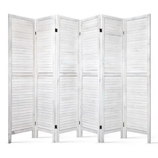Artiss 6 Panel Room Divider Screen 245x170cm Louver White