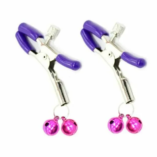 House Of Dasein Pink Double Bells Nipple Clamps Bondage Restraints Bdsm Kink Fetish - Purple
