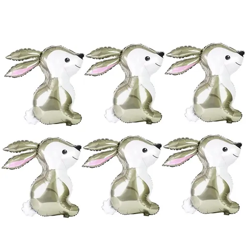 32'' Giant Floating Woodland Bunny Balloons Easter Rabbit Foil Helium Mylar Balloons for Baby Shower Kids' Boys Girls， 6 Pack