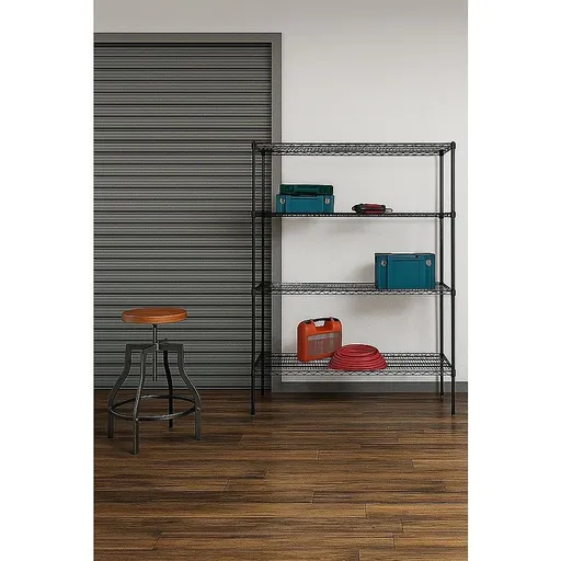 Wire Storage Rack – 150x60cm Black Shelving with Fixed Legs
