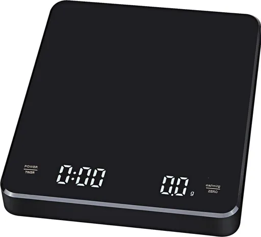 Accurate USB Rechargeable Kitchen Scale, Digital Kitchen Scale, Kitchen Scale 3kg, 0.1g, with timer, for baking coffee and more, Black