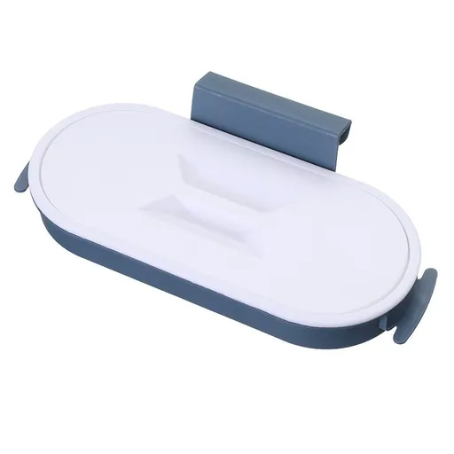 Garbage Bag Holder Trash Bag Hanging Bracket Waste Bin Hanger Organizer for Kitchen Cupboard Door Dark Blue