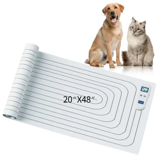 Static Pet Training Mat with Rechargeable Magnetic Controller for Cats and Dogs – Waterproof, Flexible, and Washable Indoor Deterrent Pad for Sofa, Bed, Couch, Kitchen Counter, and Doorway Area Restriction Training (20*48in)