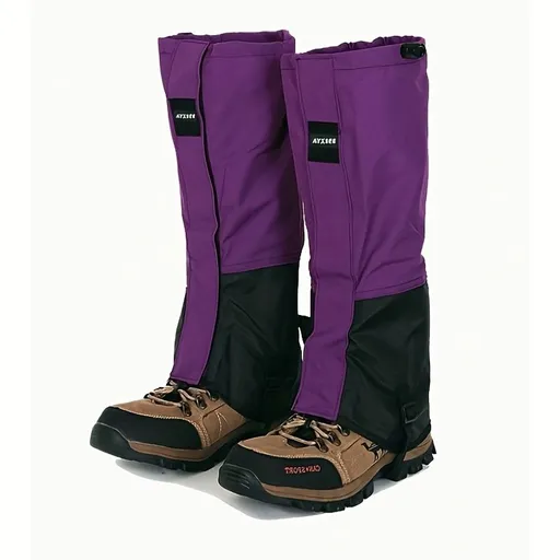 Outdoor Leg Gaiters for Hiking, Snow, and Mud – Waterproof, Breathable 100% Polyester with Adjustable Fit, Ideal for Skiing, Trekking, and Desert Exploration to Keep Debris Out of Boots (Purple)