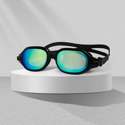 Ladies Men's Silicone Swimming Goggles Adjustable with Swimming Glasses Without Box (Color : Black1, Size : One Size)