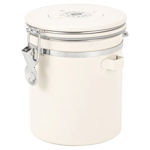 Coffee Canister Airtight Coffee Container Stainless Steel Coffee Bean Storage Container with Scoop Coffee Canister for Beans Grounds Sugar Flour Tea Cereal,1.8L ,Beige