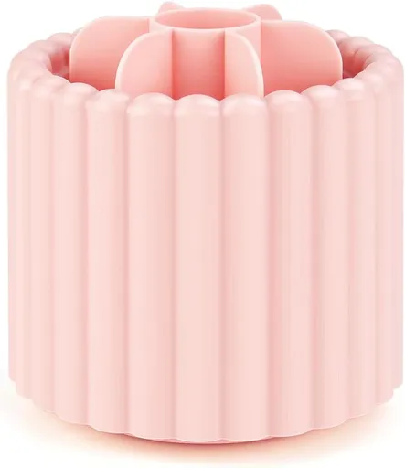 1 Pack 360° Rotating Makeup Brush Organizer, 7 Slot Make up Brush Holder for Vanity, Dresser, Desk (Pink)