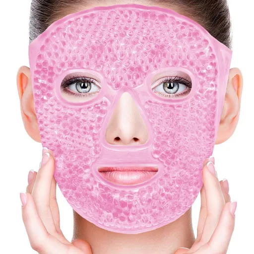 4Pack Cold Face Eye Masks Ice Face Mask Hot Cold Compress Cooling Face Mask for Dark Circles, Puffiness, Migraines, Headache, Stress, Redness, Women Man, Skin Care - Pink - Size 4Pack