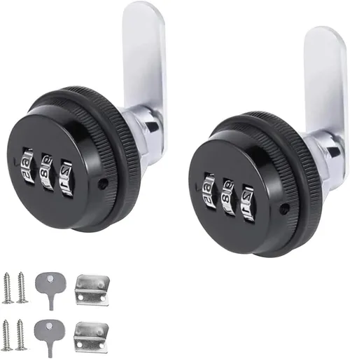 2 pieces - Combination lock - 62*38 mm - Suitable for panel thicknesses of 15-25 mm - Cabinet locks - Drawer locks - secure drawer mailbox cabinet code lock - for cabinet drawer mailbox - black