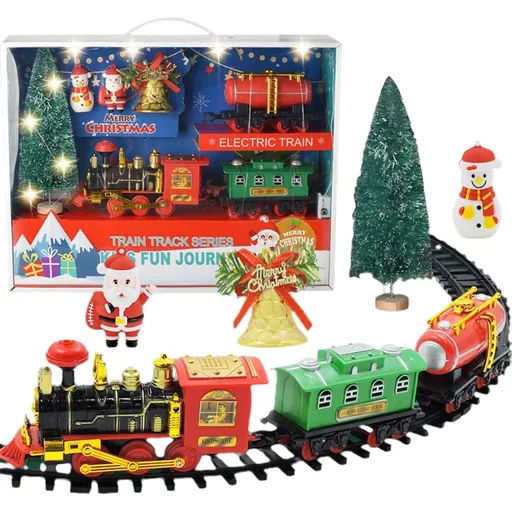 Christmas Train Set Electric Train with Lights and Music Railway Tracks Set Battery Operated Tracks Playset Christmas Gift for Kids