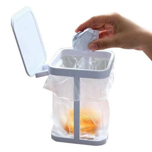 White Kitchen Bedroom Trash Can Rack - 1 Piece Waste Bin Holder for Home Kitchen Use