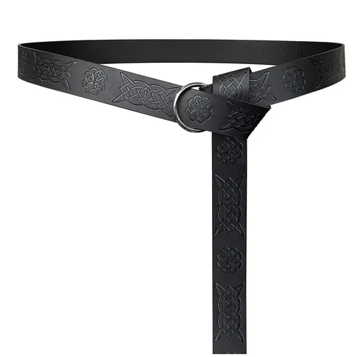 Medieval Viking Men's Belt Embossed Leather Renaissance Knight Belt O-ring Clothing Belt Retro Knight Ring Belt