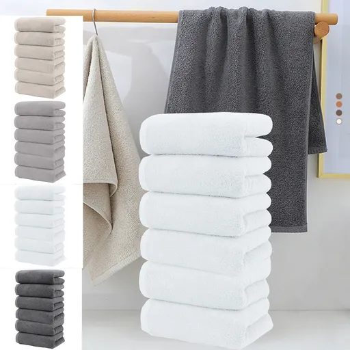 6 Pcs Cotton Towels Soft Bath Towels, Highly Absorbent Towels for Bathroom Kitchen Gym, Quickly-Dry Towel Set, 13x30 Inch Black