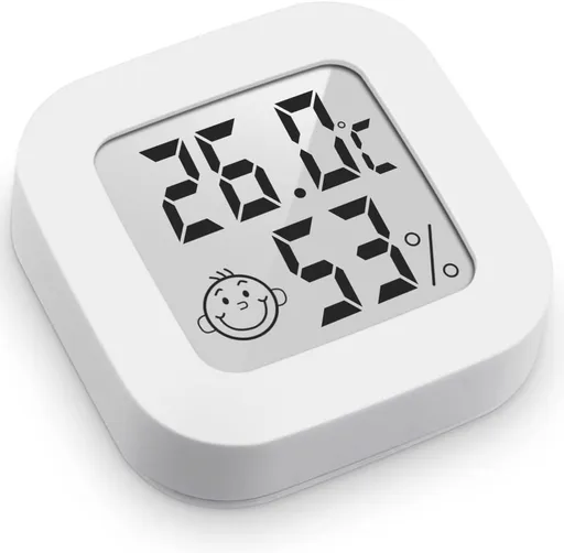 Mini digital indoor thermometer - Weather station - Thermometer - Highly accurate temperature monitor - Indoor thermometer - Hygrometer - Thermo-hygrometer - Comfort level indicator - White
