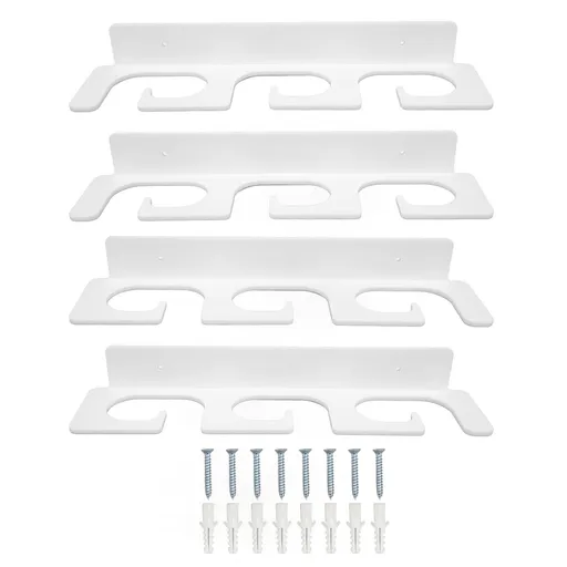 4Pcs Fishing Rod Holder Rugged Space Saving Stylish Holding 6 Rods Wall Mounted Fishing Pole Rack for Indoor Outdoor White