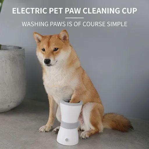 USB Rechargeable Electric Pet Paw Washer Cup – Automatic Dog Foot Cleaner with Soft Silicone Bristles for Quick Mud & Dirt Removal After Walks, Ideal for Indoor Hygiene, Portable & Splash-Proof Design for Small to Medium Pets (Pink)