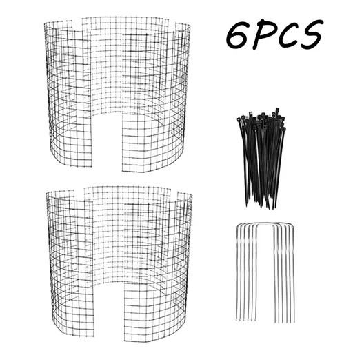 6 Pack Wire Plant Protectors, metal mesh garden cages with ground stakes and nylon ties for shrubs vegetables and animal protection