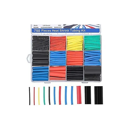 Heat Shrink Tubing, Electrical Insulation Heat Shrinkable Wrap Cable Tube, 2:1 Shrink Ratio, 5 Colors, 12 Sizes 750