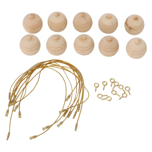 10pcs Unfinished Hanging Decorative Ball Wooden Ball Shaped Hanging Ornament for Hand Painting
