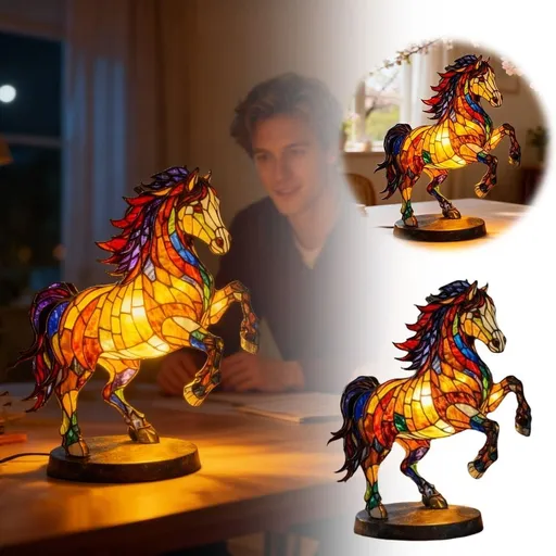 Warm Glow LED Horse Sculpture Table Night Light, Stained Resin Decor Lamp Matching Horse Decor And Horse Decor For Home For Bedroom Nursery Living Room Farmhouse Interior