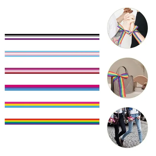 6Pcs Crafting Ribbon Rainbow 90x5cm for DIY Bowknot Making and Home Decoration