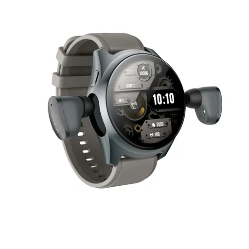2-in-1 Smartwatch /Earphones & Charging Dock | 4GB MP3, Health Tracker | Titanium Grey | World’s First Patented
