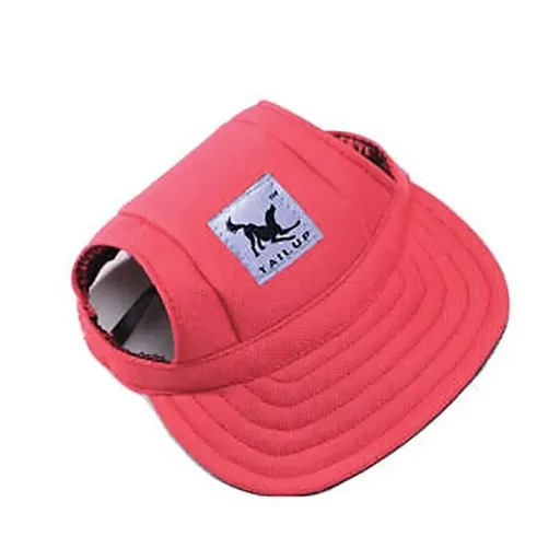 Dog Baseball Cap Outdoor Pet Sun Hat Summer Canvas Visor Puppy S Size - Red