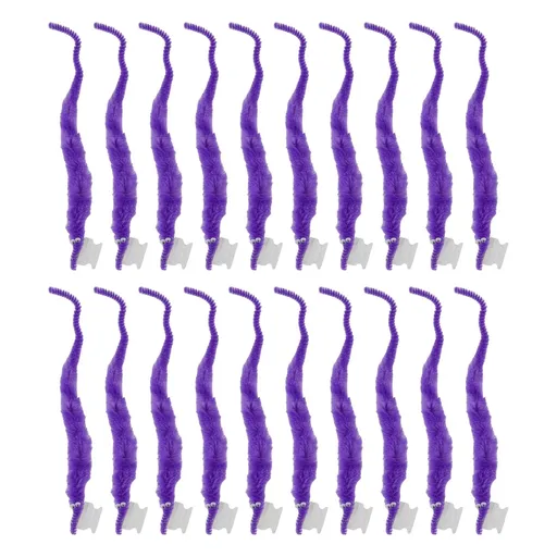20 Pcs Furry Worm Soft Touch Plush Material Cute Style DIY Compact Portable Fuzzy Worms for Party Purple