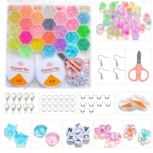 Glow in the Dark Bead Set DIY Kit with Wire and Accessories, Multicolor