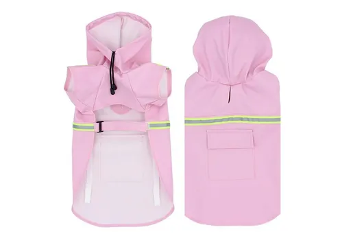 Pet Raincoat Outdoor Waterproof Dog Poncho for Small and Medium Dogs - Pink