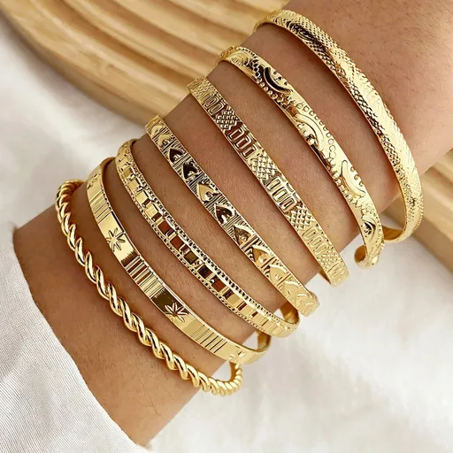 Minimalist Irregular Bangle Set Women Fashion Layered Bracelet Set Hand Jewelry wtsz01 Popular Christmas Holiday Gift