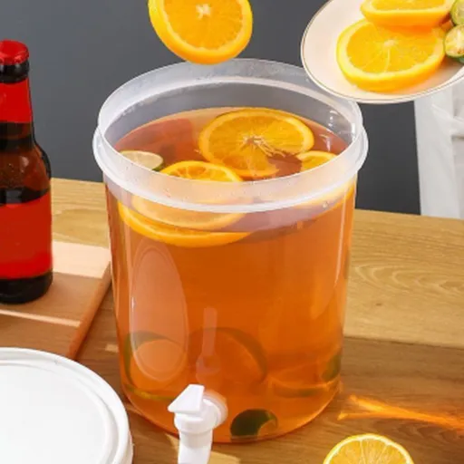 Refrigerator Drink Dispenser with Spigot - Cold Kettle Beverage Storage Container for Juices Iced Tea Water - Drink Bucket for Kitchen Home Parties Outdoor Events - 2 Sizes