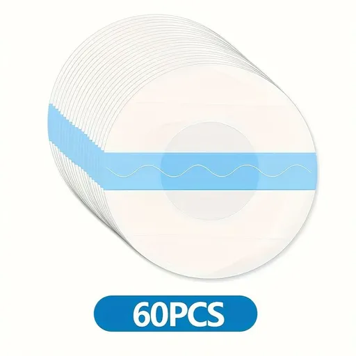 Large-Sized Adhesive Patches - Latex-Free Patches Suitable for Freestyle Libre 2/3, 3.54-Inch PU Film with Cotton Core, Transparent Pre-Cut CGM Overlay Tape, Adhesive-Free Center 60pcs